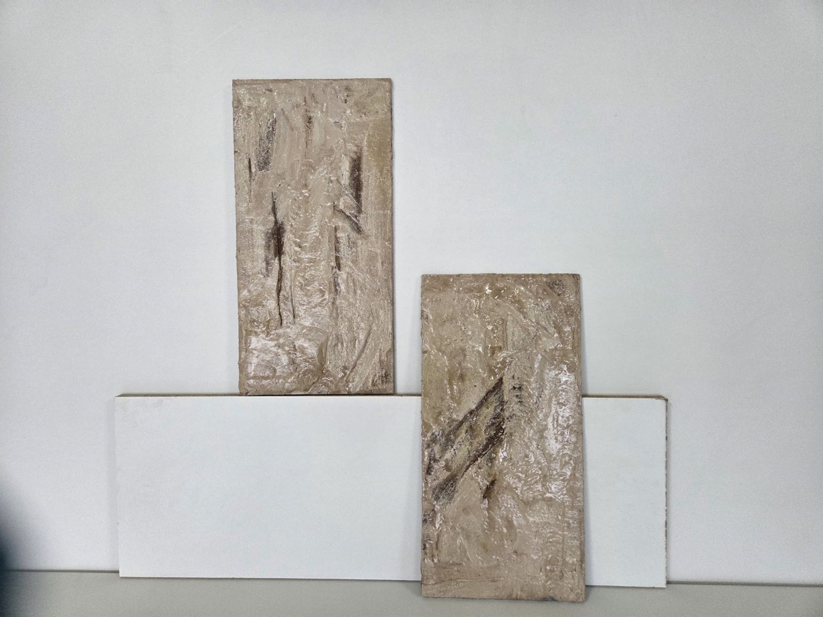 Strata Concrete & Resin Wall Art Set - Abstract Textured Panels (50 × 25 cm)