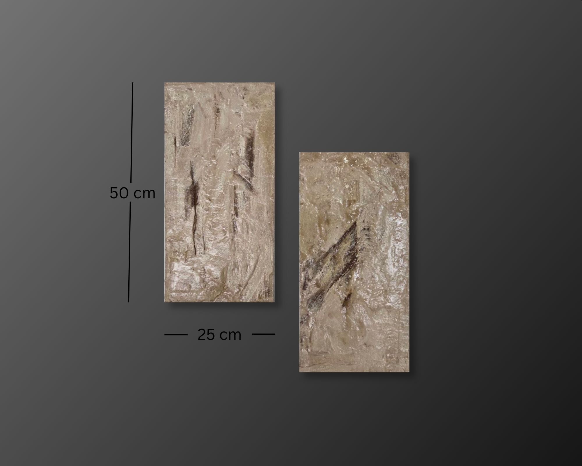 Strata Concrete & Resin Wall Art Set - Abstract Textured Panels (50 × 25 cm)