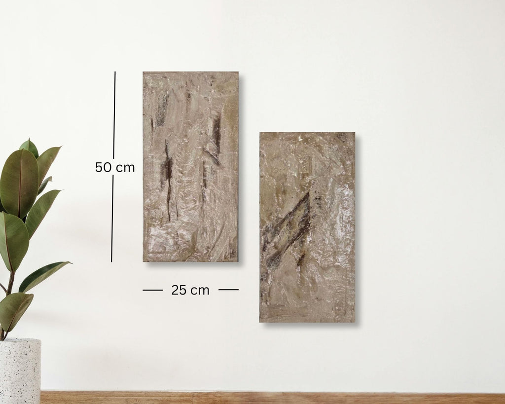 Strata Concrete & Resin Wall Art Set - Abstract Textured Panels (50 × 25 cm)