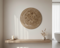Strata Round Concrete & Resin Wall Art - Textured Beige Panel (50 cm)