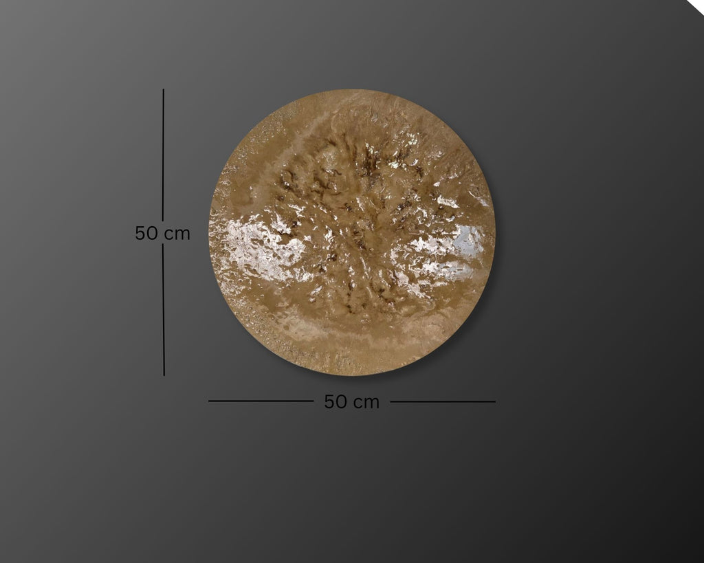 Strata Round Concrete & Resin Wall Art - Textured Beige Panel (50 cm)