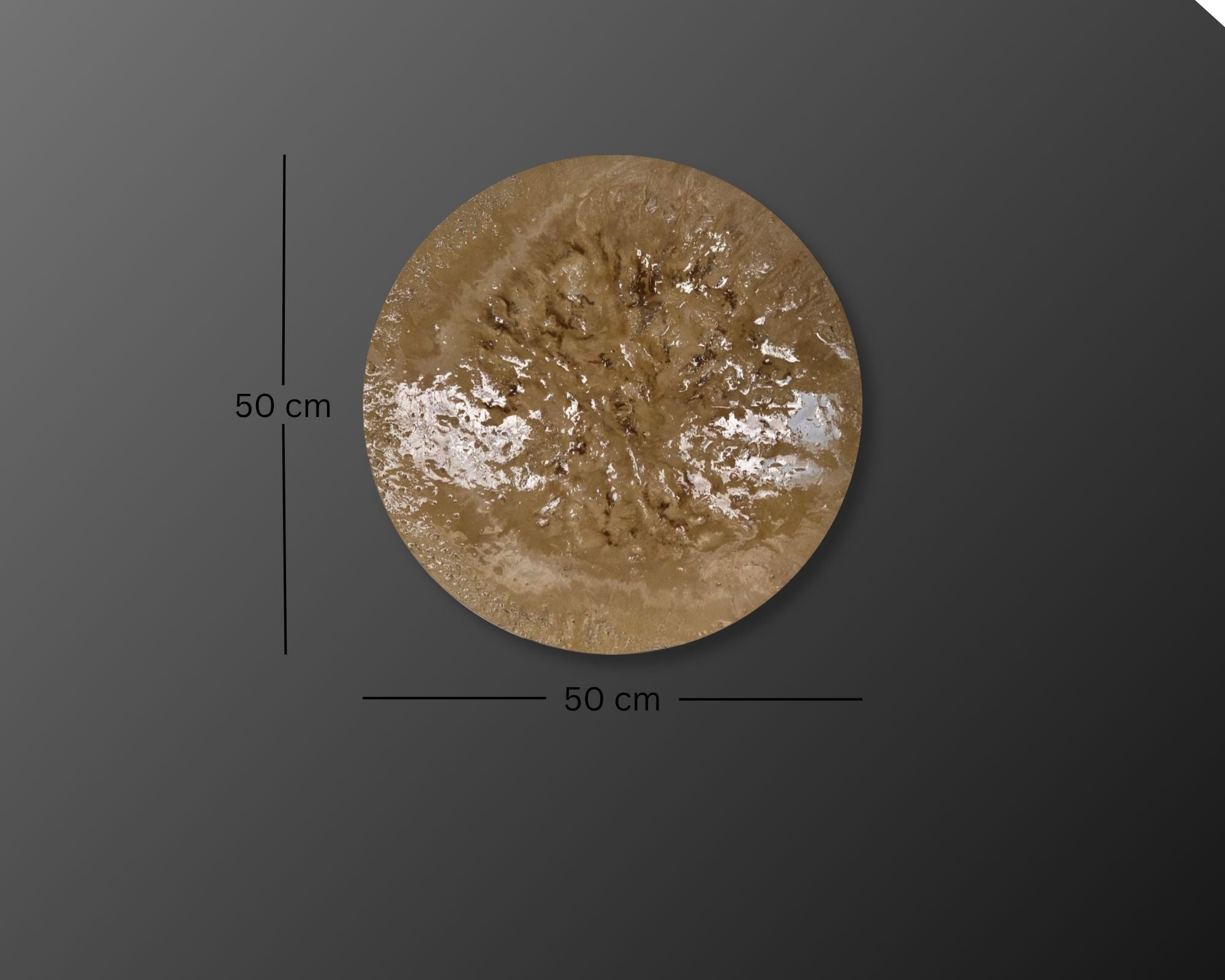 Strata Round Concrete & Resin Wall Art - Textured Beige Panel (50 cm)