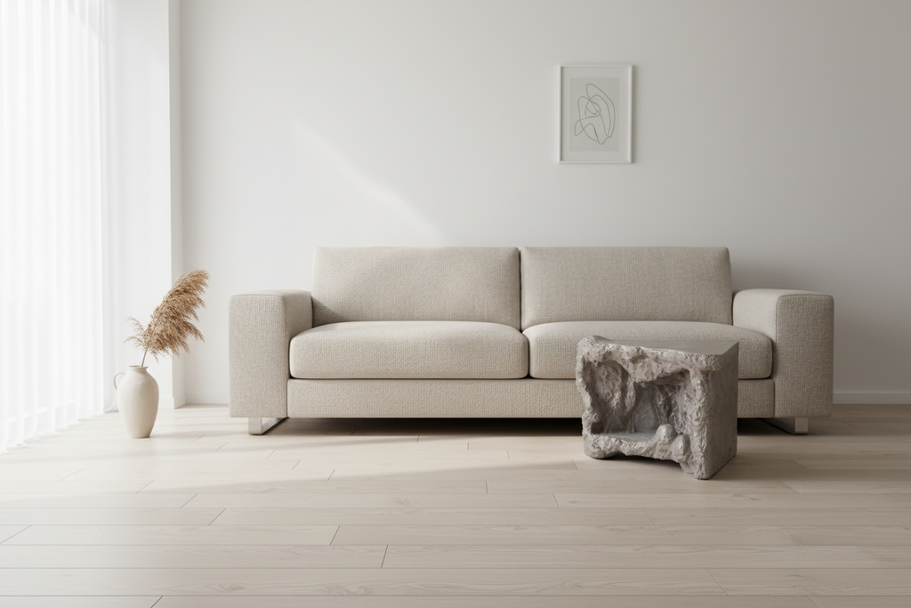 Thea Corner Side Table - Handcrafted Concrete with Sculptural, Cave-Inspired Design