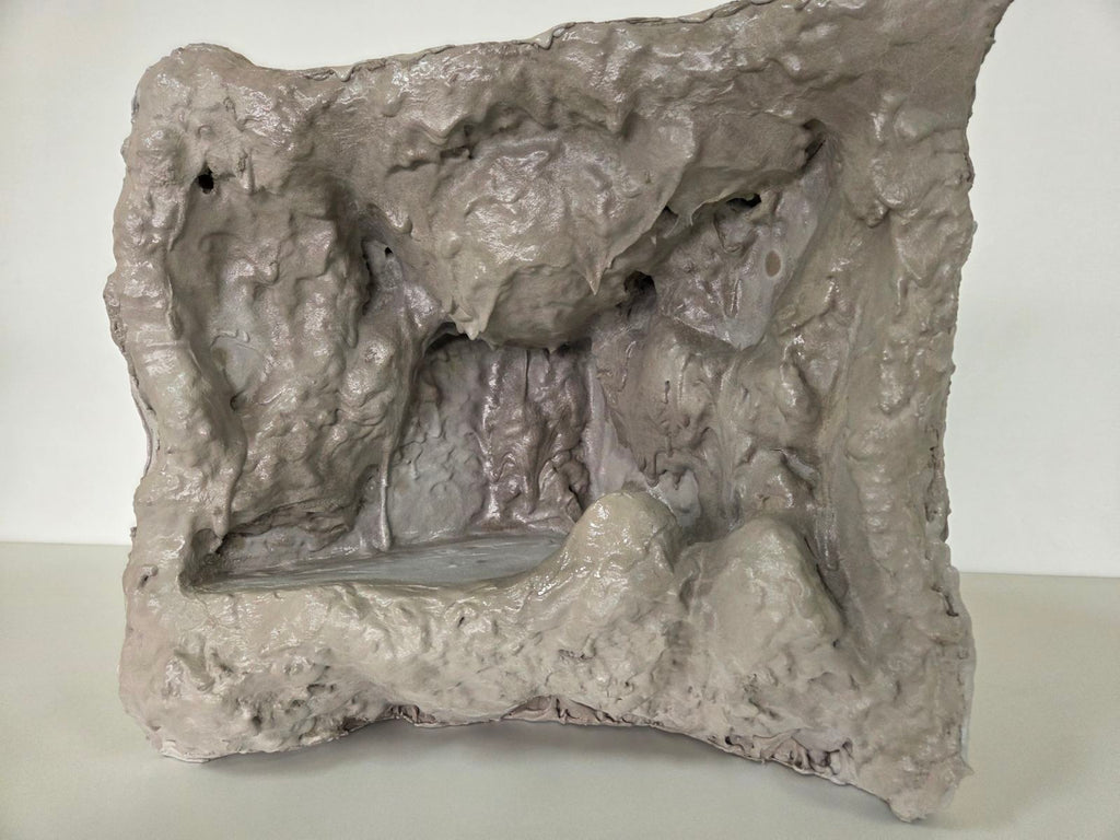 Thea Corner Side Table - Handcrafted Concrete with Sculptural, Cave-Inspired Design