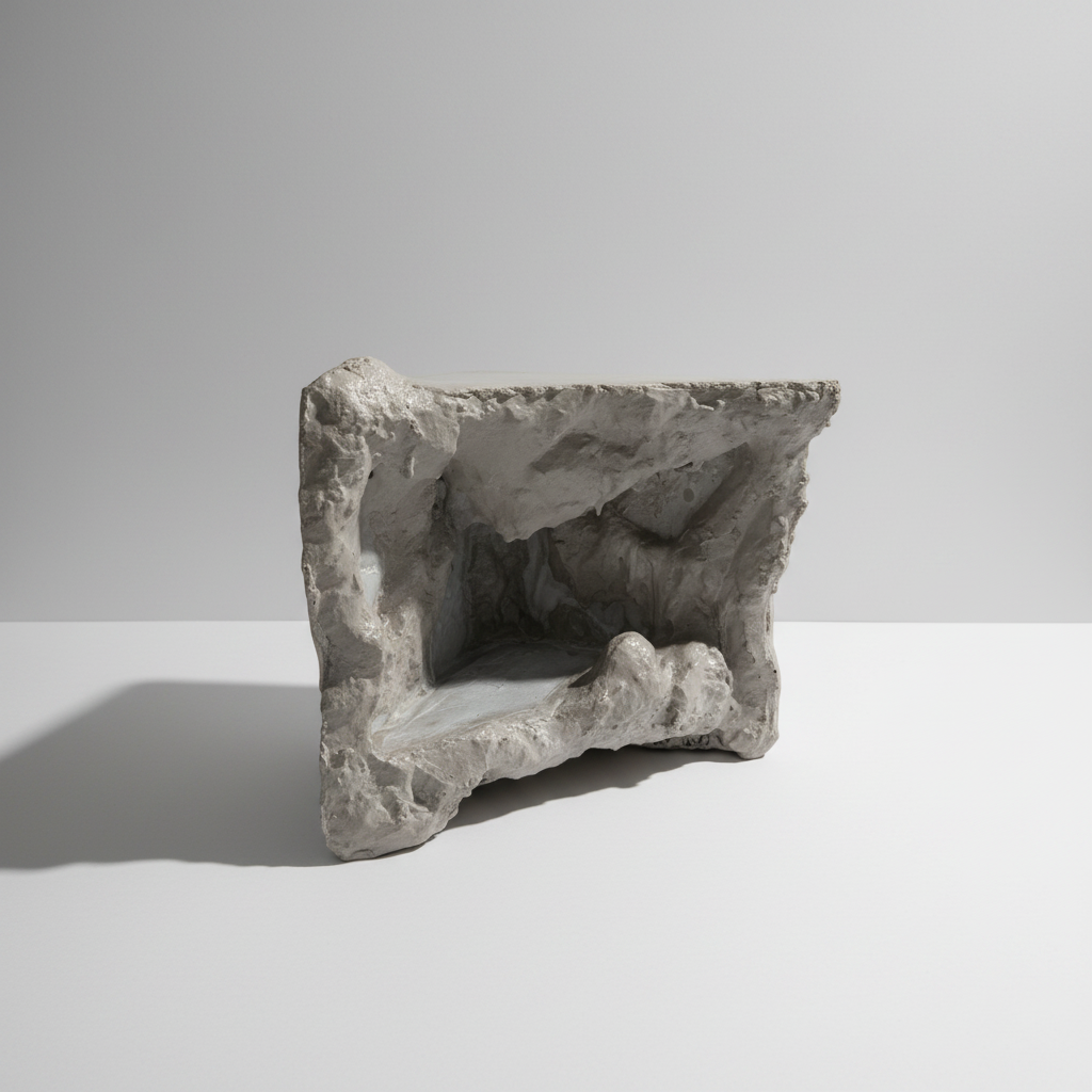 Thea Corner Side Table - Handcrafted Concrete with Sculptural, Cave-Inspired Design