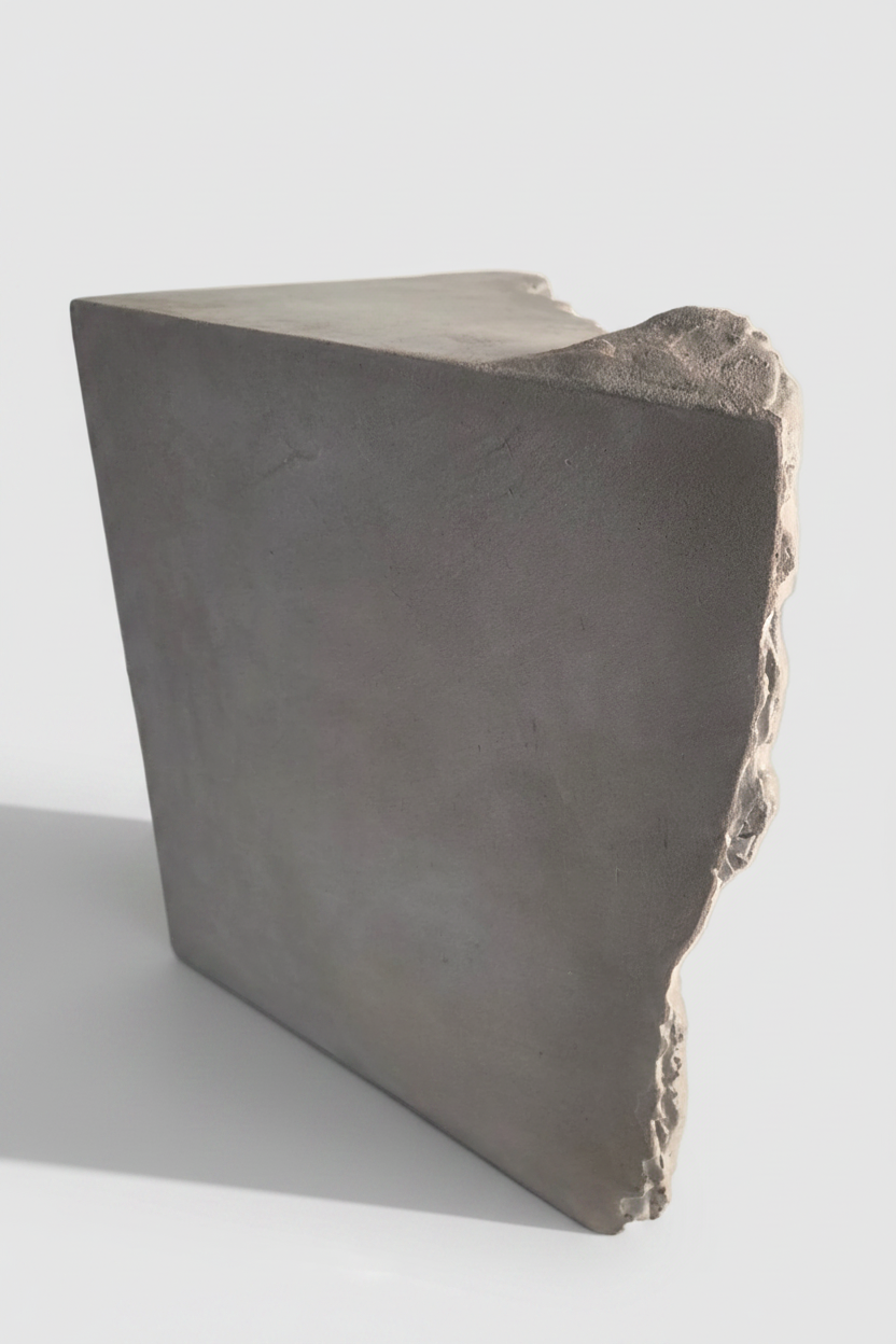 Thea Corner Side Table - Handcrafted Concrete with Sculptural, Cave-Inspired Design