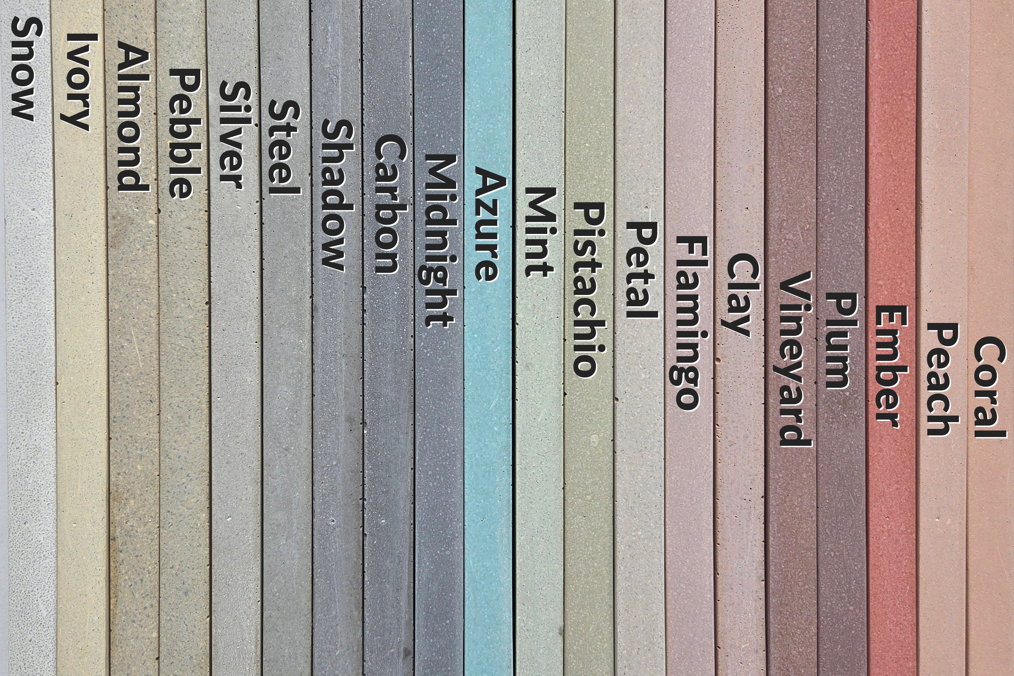 NEDEVDESIGN concrete colour swatches - 20 colour options