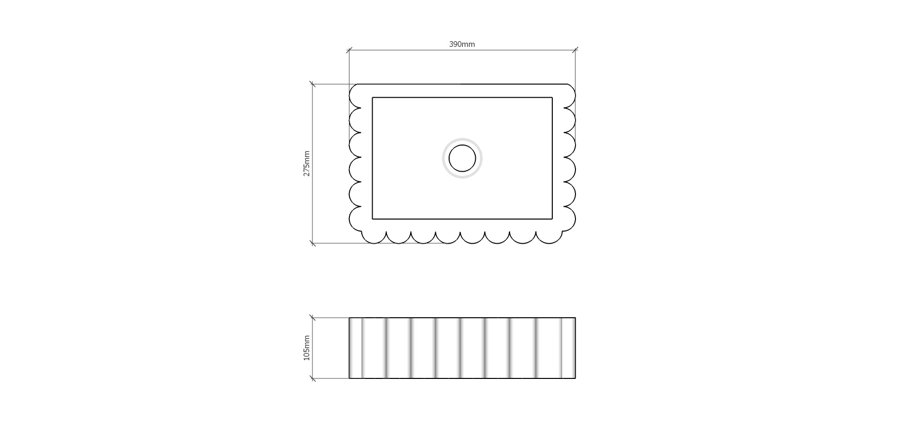 RIVA Concrete Basin with Scalloped Edge - Atelier Collection (39x27.5cm)