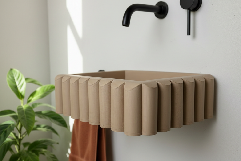 RIVA Concrete Basin with Scalloped Edge - Atelier Collection (39x27.5cm)