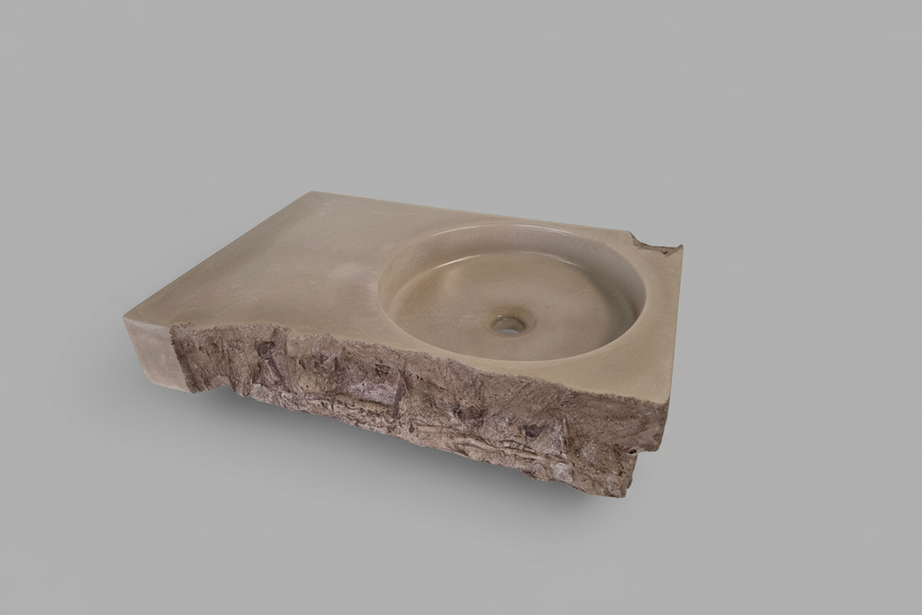 Unique concrete vanity sink with raw front