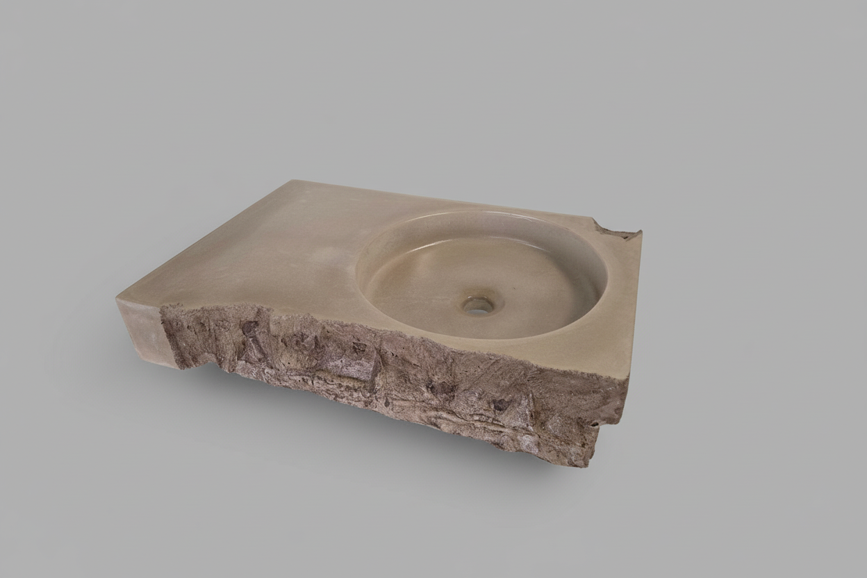 Unique concrete vanity sink with raw front