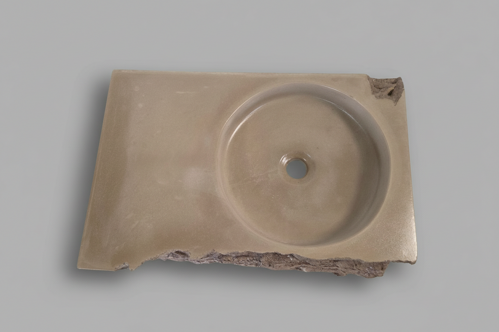 Modern sink with textured concrete surface
