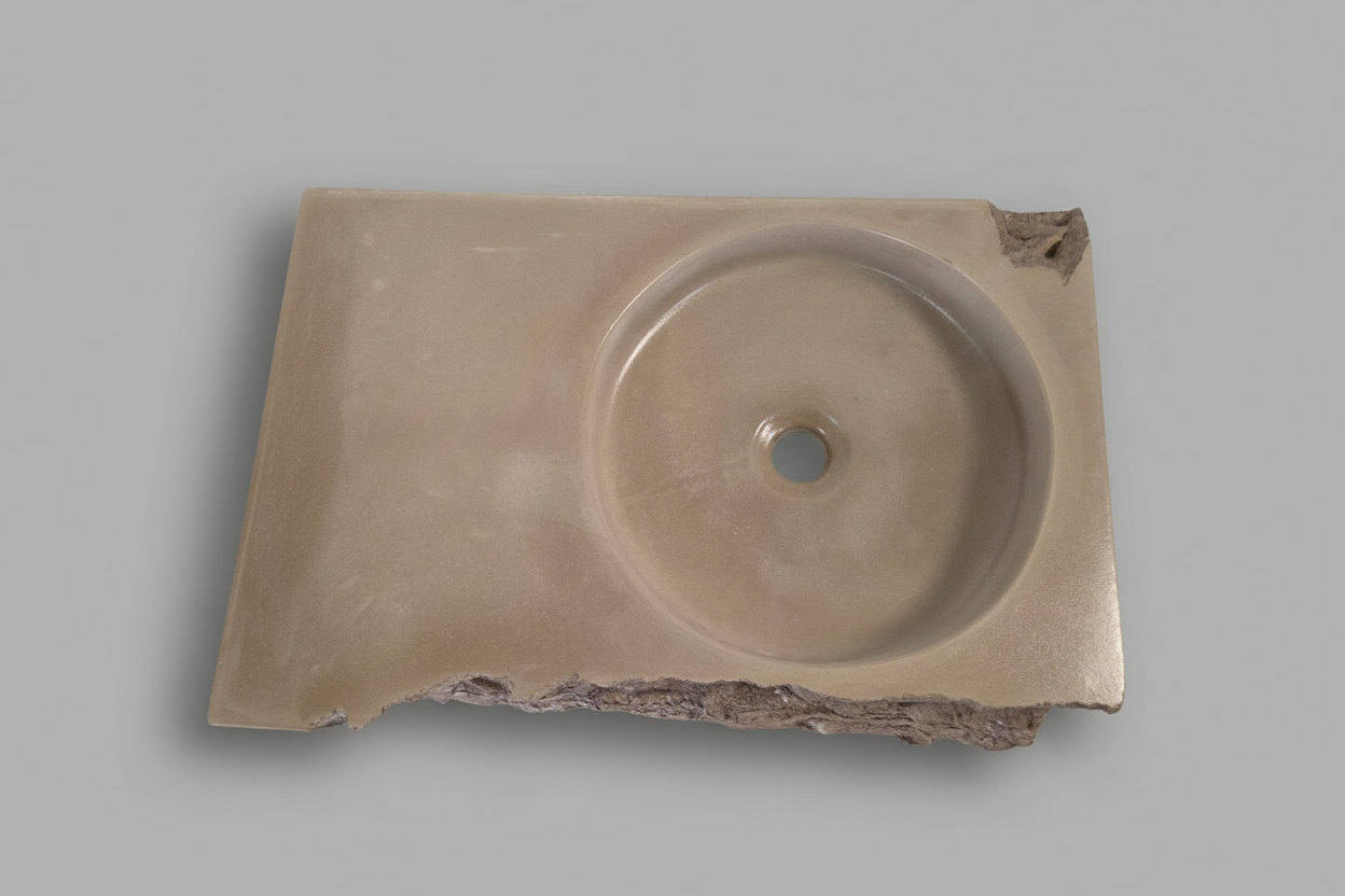 Modern sink with textured concrete surface