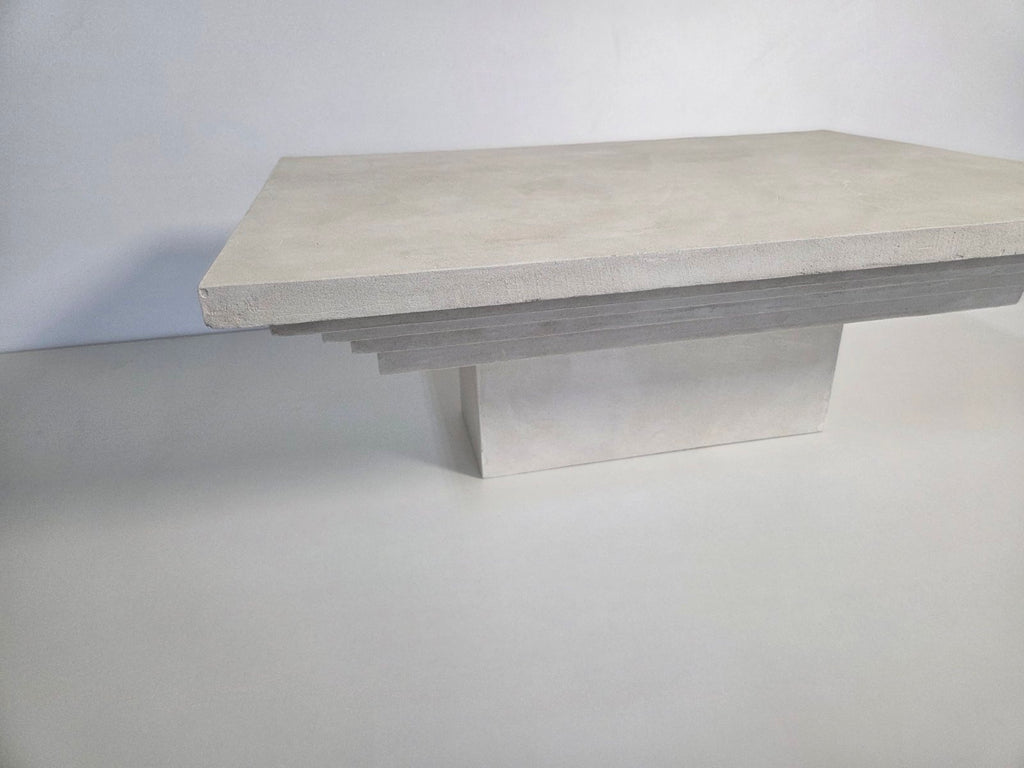 Inverted Pyramid Coffee Table - Off-White Microcement Finish - Studio Forma