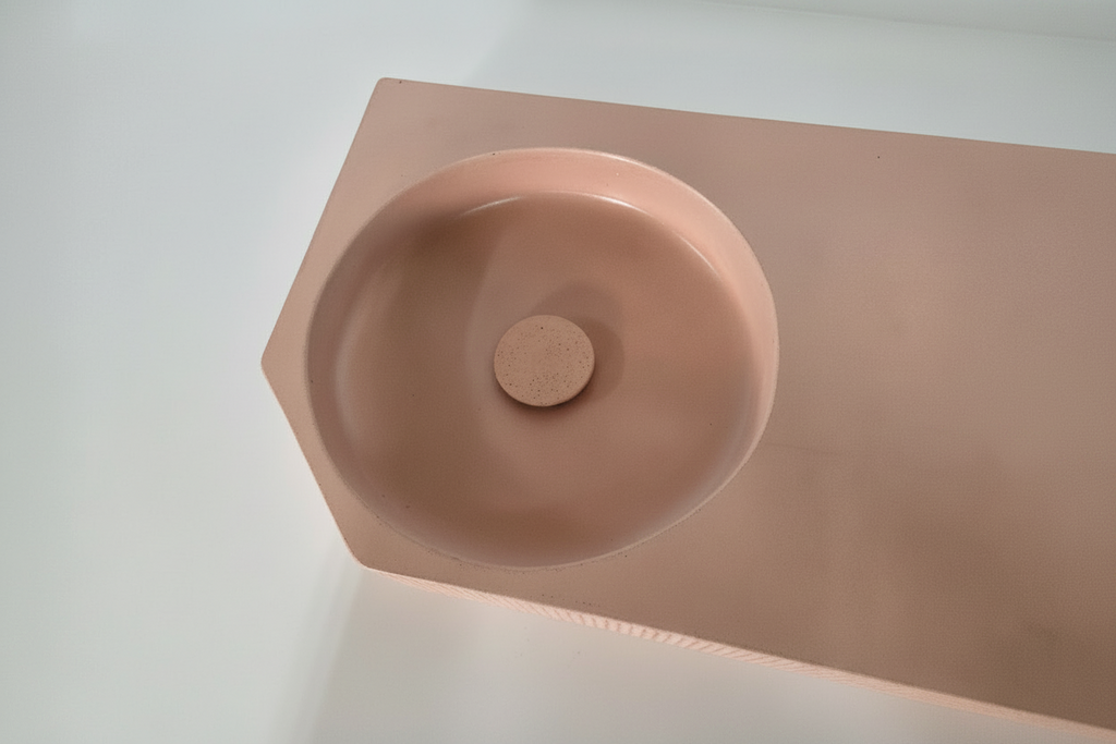 concrete vanity top view with colour matched signature waste