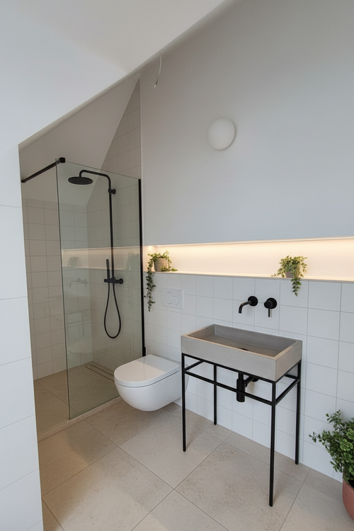 grey concrete sink mounted on bespoke steel frame