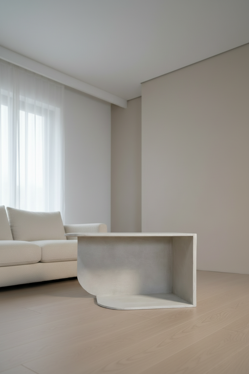 Sculptural Microcement Coffee Table - Modern Concrete Look - Studio Forma