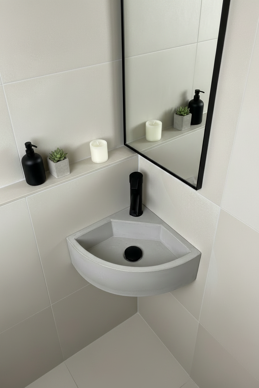 VERA Corner Concrete Basin - Essential Collection (31cm)