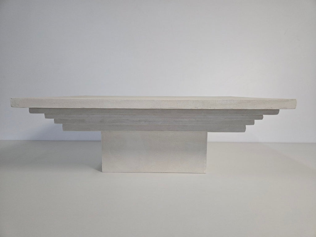 Inverted Pyramid Coffee Table - Off-White Microcement Finish - Studio Forma