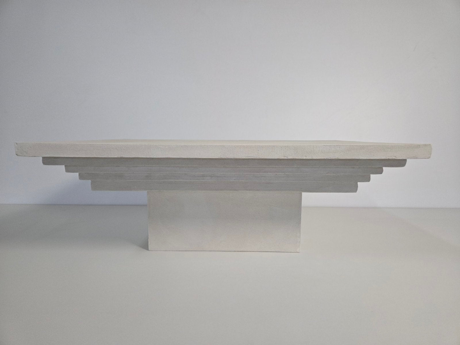 Inverted Pyramid Coffee Table - Off-White Microcement Finish - Studio Forma